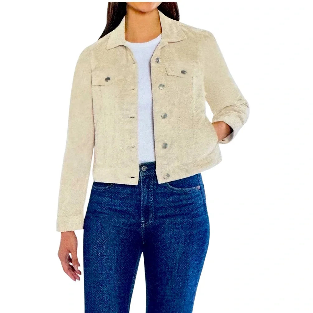 Gap Women’s Corduroy Jean Jacket | Color Oyster Gray | Size XXL | NWT